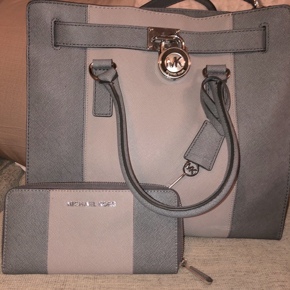 NS Large dark grey with pearl grey handbag